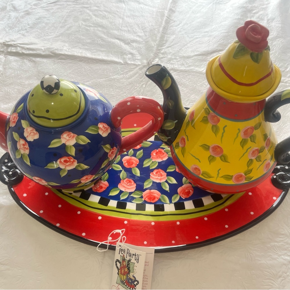 Floral Teapot Set with Tray